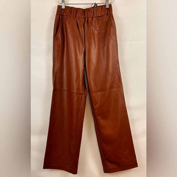 BLANK NYC BROWN  FAUX LEATHER ELASTIC HIGH WAIST CROP PANT XS - Picture 6 of 10